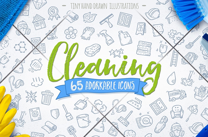 Hand Drawn Cleaning Icons—Cleaner Service Vector Pack GSNN