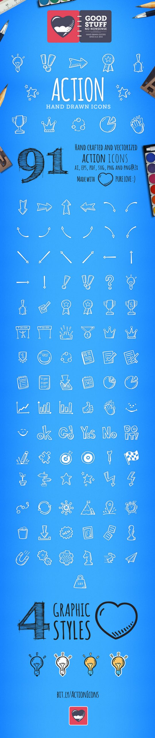 Hand Drawn Goals And Action Icons Vector Pack