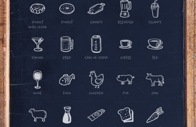 Hand Drawn Bistro & Restaurant Icons Vector Pack Main