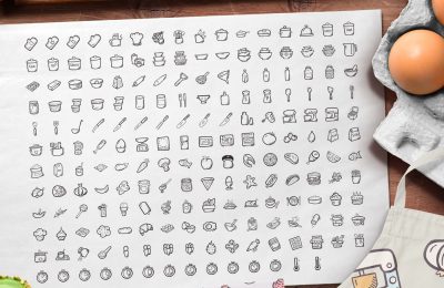 Hand Drawn Cooking Kitchen Icons Vector Pack Main