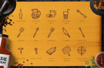Hand Drawn Barbecue BBQ Icons Cookout Vector Pack P4