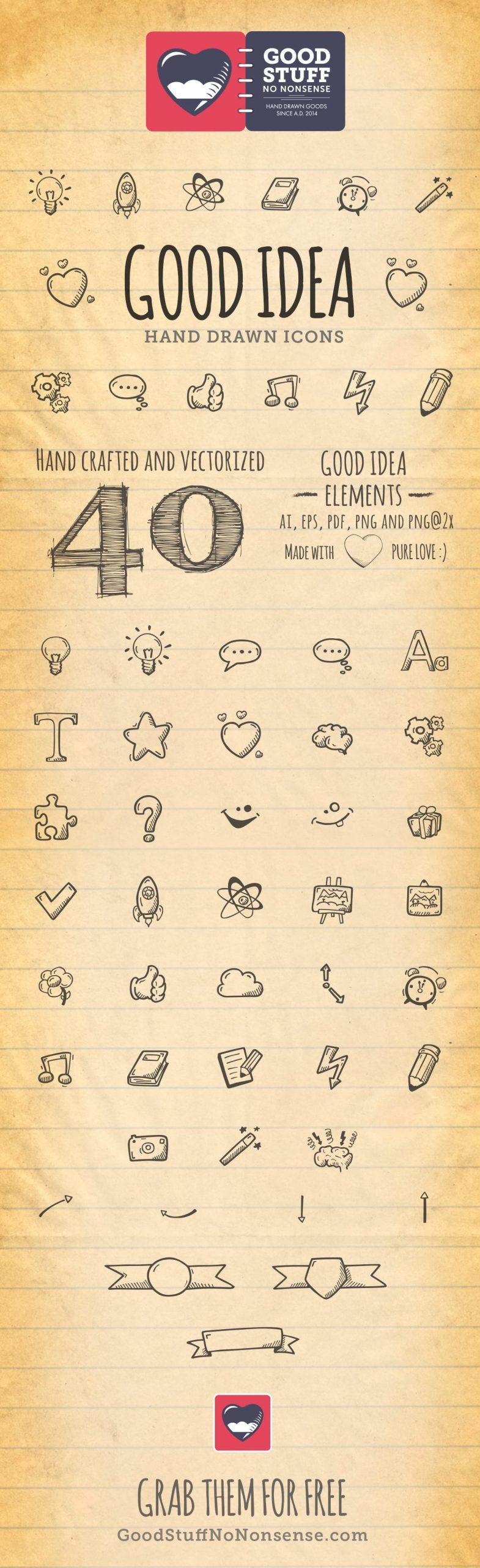 Free Hand Drawn Icons Good Idea Icons Vector Pack Main