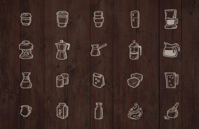 Hand Drawn Coffee House Icons Cafe Bistro Vector Pack P3