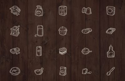 Hand Drawn Coffee House Icons Cafe Bistro Vector Pack P4