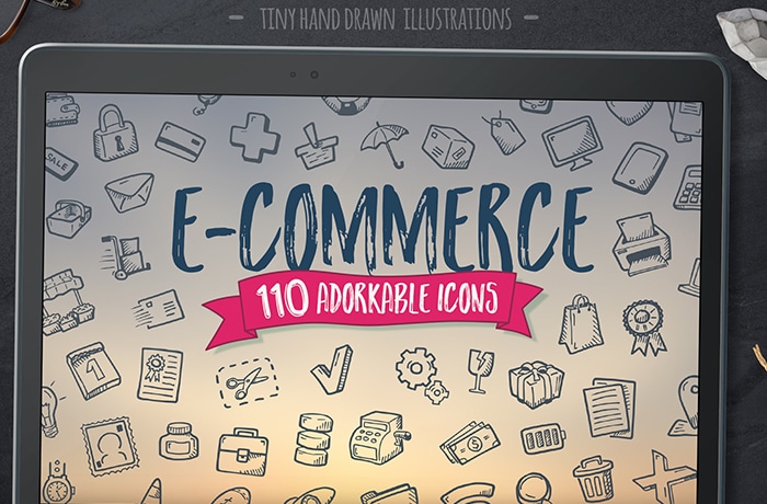 Hand Drawn E Commerce Icons Marketplace Selling Vector Pack Cvr GSNN