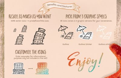 Hand Drawn Travel Icons Adventure Vector Pack Benefits And Features Gsnn