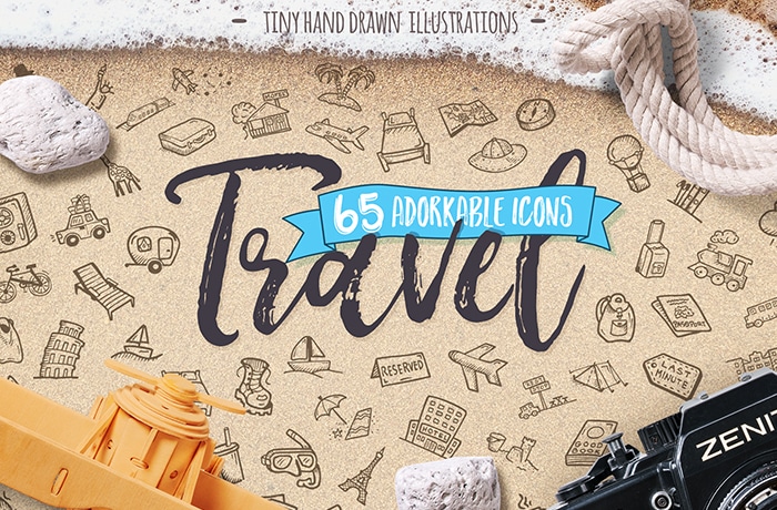 Hand Drawn Travel Icons Adventure Vector Pack