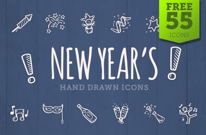 Free New Years Icons - Hand Drawn Icons - Cover