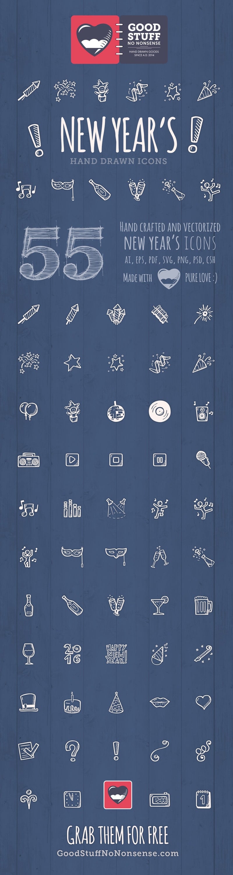 Free New Years Icons - Hand Drawn Icons