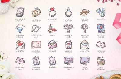 Wedding Hand-Drawn Icon Pack - Preview 1