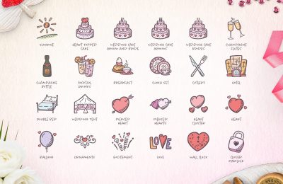 Wedding Hand-Drawn Icon Pack - Preview 3