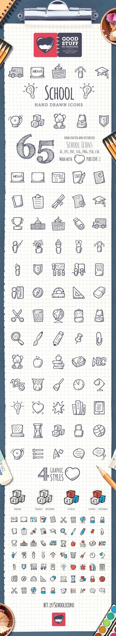 Hand Drawn School And Learning Icons Cute Doodle Icon Pack