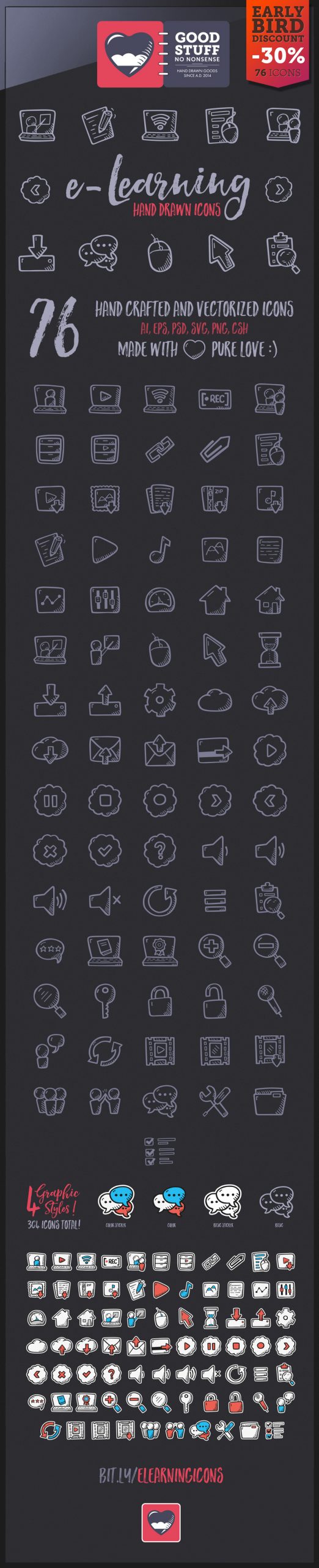 Hand Drawn E Learning Icons Cute Doodle Icon Pack