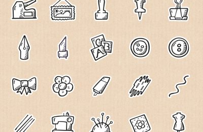 Hand Drawn Cute Arts And Crafts Icon Set Basic Sticker