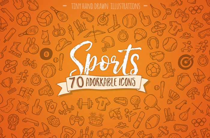Hand Drawn Cute Sport Icon Set Sports And Fitness Vector Pack Cover