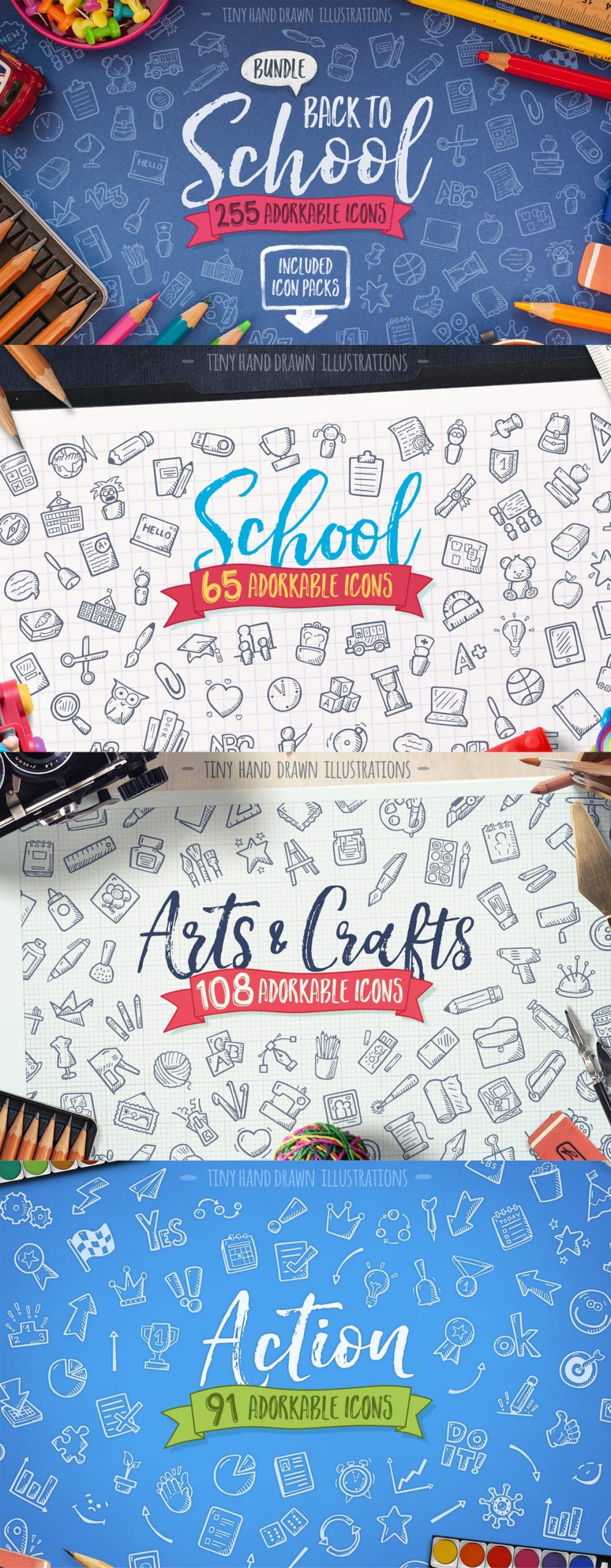 Back To School Hand Drawn Icons Bundle Packs