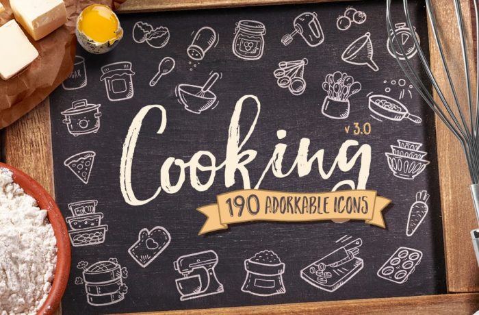 Hand Drawn Cooking Kitchen Icons Doodle Clipart