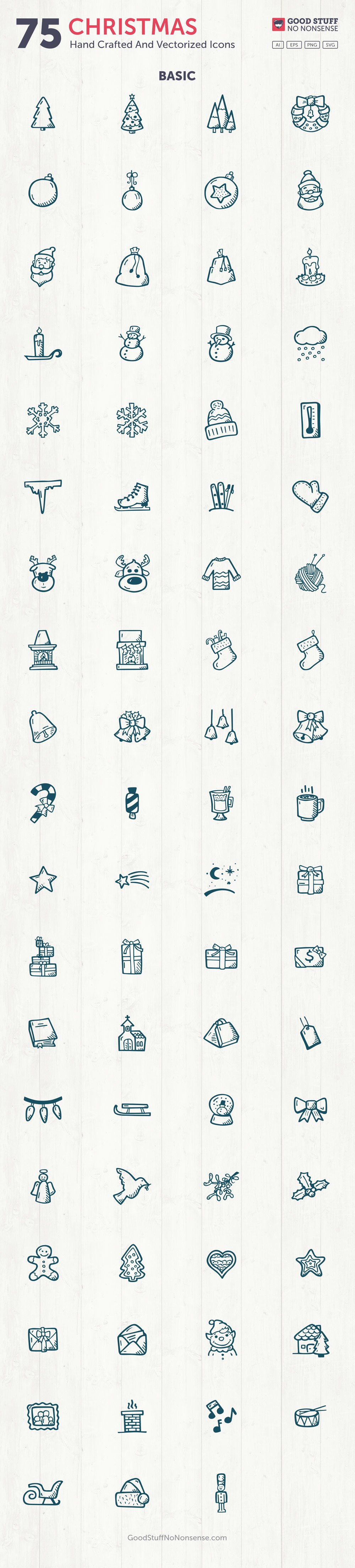 Christmas Icons Vector Premium Clip Art - Hand Drawn Icons