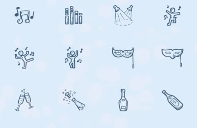 New years Icons Vector Premium Clip Art - Hand Drawn Icons