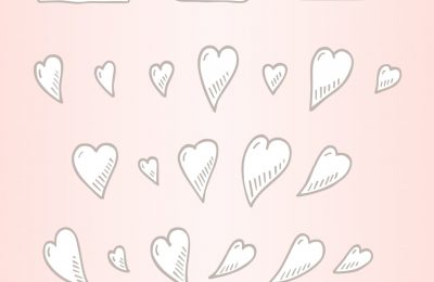 Baby Shower Hand Drawn Hearts And Clouds