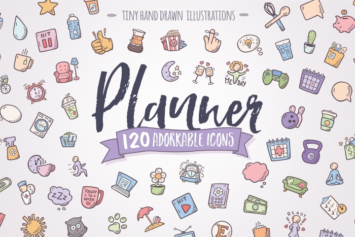 Multiple Color Choices Planner Stickers Cleaning Doodles Vacuum Icons