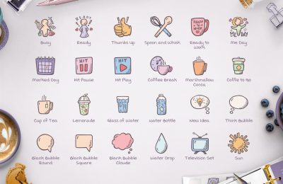 Planner Hand Drawn Icons 120 Cute doodles p1