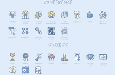 Hand Drawn Business Icons Conference Success