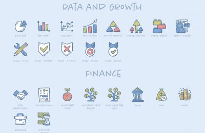 Hand Drawn Business Icons Data And Growth