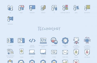 Hand Drawn Business Icons Departments Technology