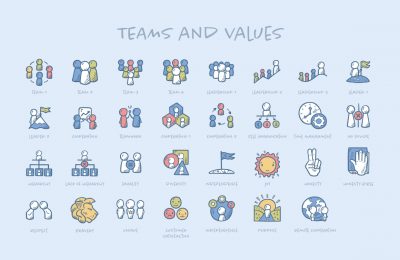 Hand Drawn Business Icons Teams And Values