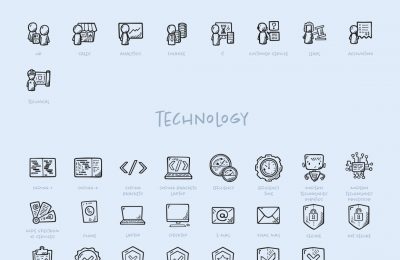 Hand Drawn Business Icons LITE Departments Technology