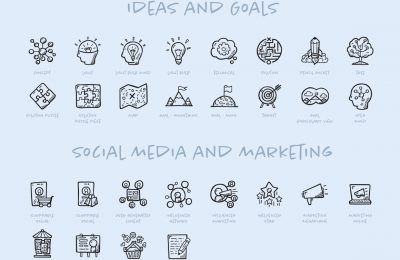 Hand Drawn Business Icons LITE Social Media And Marketing Goals Ideas