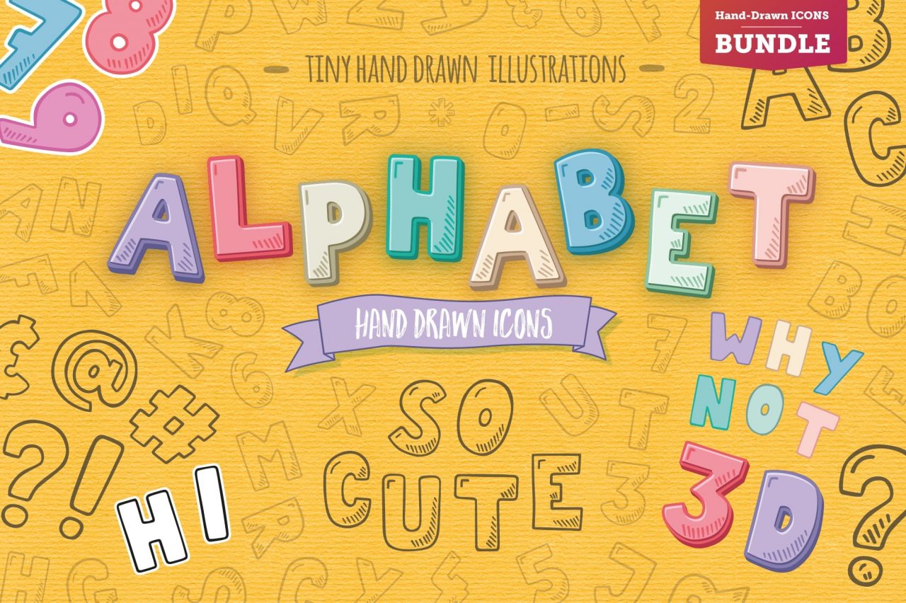 Hand-drawn Alphabet Icons - AI, EPS, PNG and SVG format - Cover