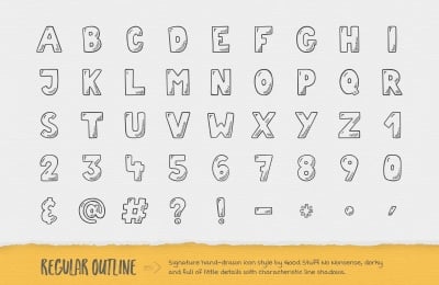 Hand-drawn Alphabet Icons - AI, EPS, PNG and SVG format - Regular
