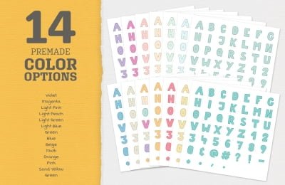 Hand-drawn Alphabet Icons - AI, EPS, PNG and SVG format - Color Options