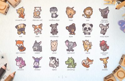 Cute Animals Hand Drawn Vector Icons Preview P1
