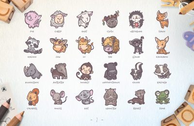 Cute Animals Hand Drawn Vector Icons Preview P2