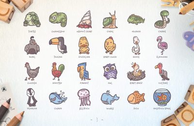 Cute Animals Hand Drawn Vector Icons Preview P3
