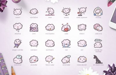 Self Care And Mental Health Hand Drawn Icon Set. 95 Cute doodle icons in SVG and PNG format. Preview Page 1