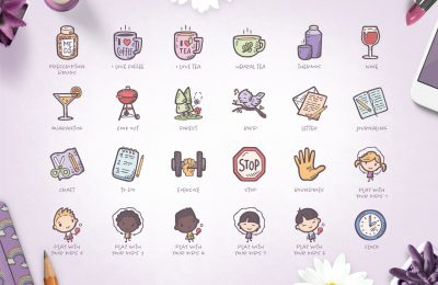 Self Care And Mental Health Hand Drawn Icon Set. 95 Cute doodle icons in SVG and PNG format. Preview Page 3