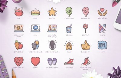 Self Care And Mental Health Hand Drawn Icon Set. 95 Cute doodle icons in SVG and PNG format. Preview Page 2