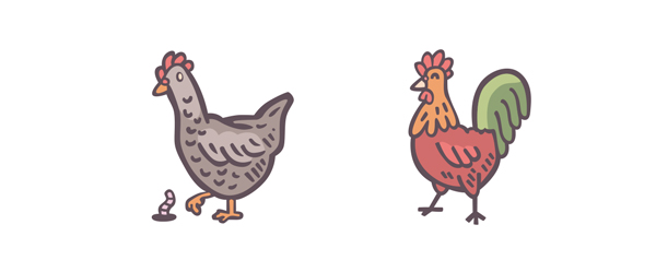 chickens - hen and rooster