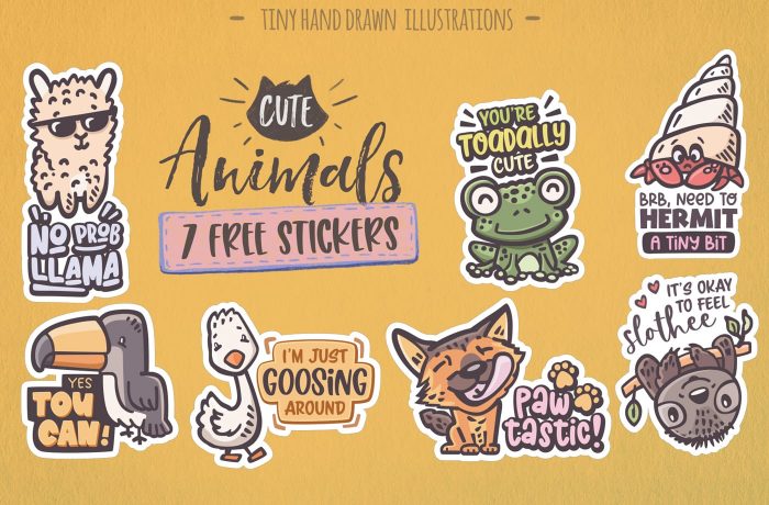 Cute Animals Free Hand Drawn Vector Printable Stickers